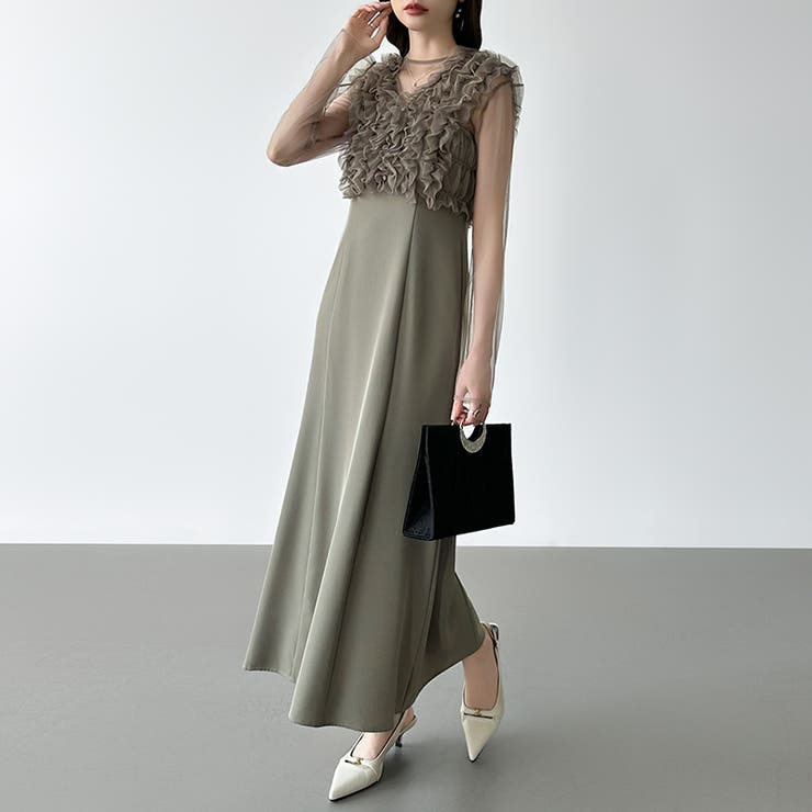 シアー×チュールの3点セットドレス パーティードレス 結婚式 | COCOMOMO | 詳細画像10 