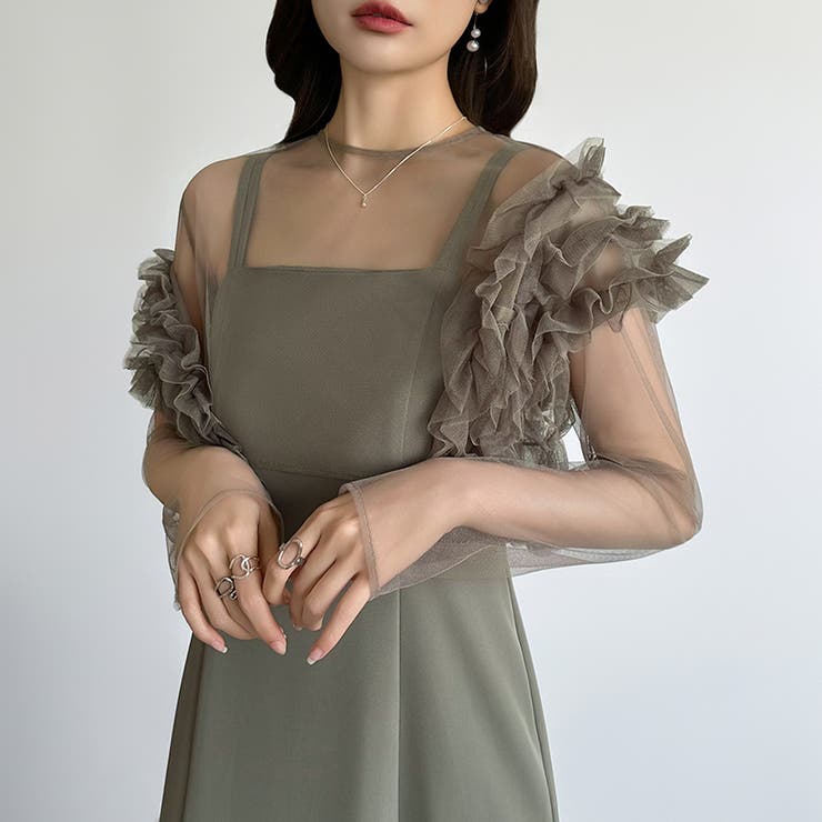 シアー×チュールの3点セットドレス パーティードレス 結婚式 | COCOMOMO | 詳細画像17 