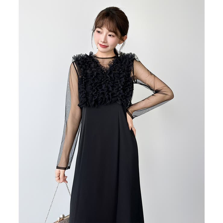 シアー×チュールの3点セットドレス パーティードレス 結婚式 | COCOMOMO | 詳細画像43 