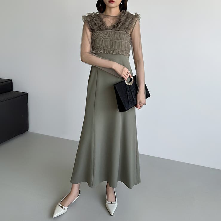 シアー×チュールの3点セットドレス パーティードレス 結婚式 | COCOMOMO | 詳細画像21 