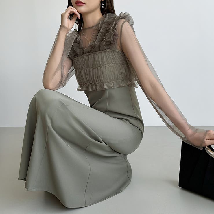 シアー×チュールの3点セットドレス パーティードレス 結婚式 | COCOMOMO | 詳細画像22 