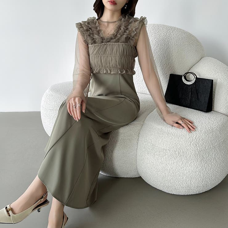 シアー×チュールの3点セットドレス パーティードレス 結婚式 | COCOMOMO | 詳細画像23 