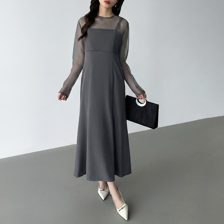 シアー×チュールの3点セットドレス パーティードレス 結婚式 | COCOMOMO | 詳細画像34 