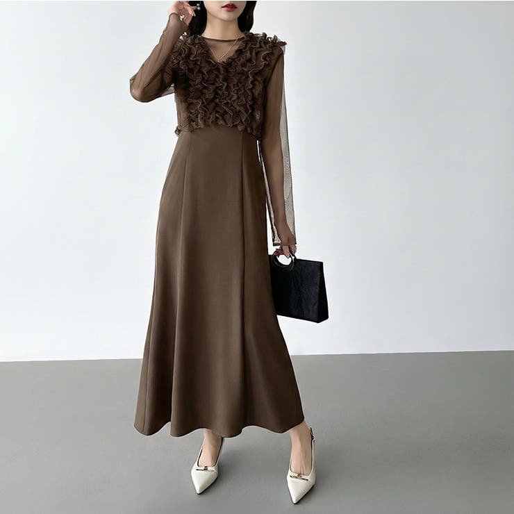 シアー×チュールの3点セットドレス パーティードレス 結婚式 | COCOMOMO | 詳細画像36 