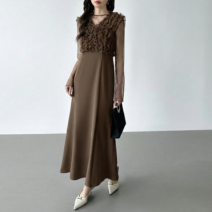 シアー×チュールの3点セットドレス パーティードレス 結婚式 | COCOMOMO | 詳細画像37 