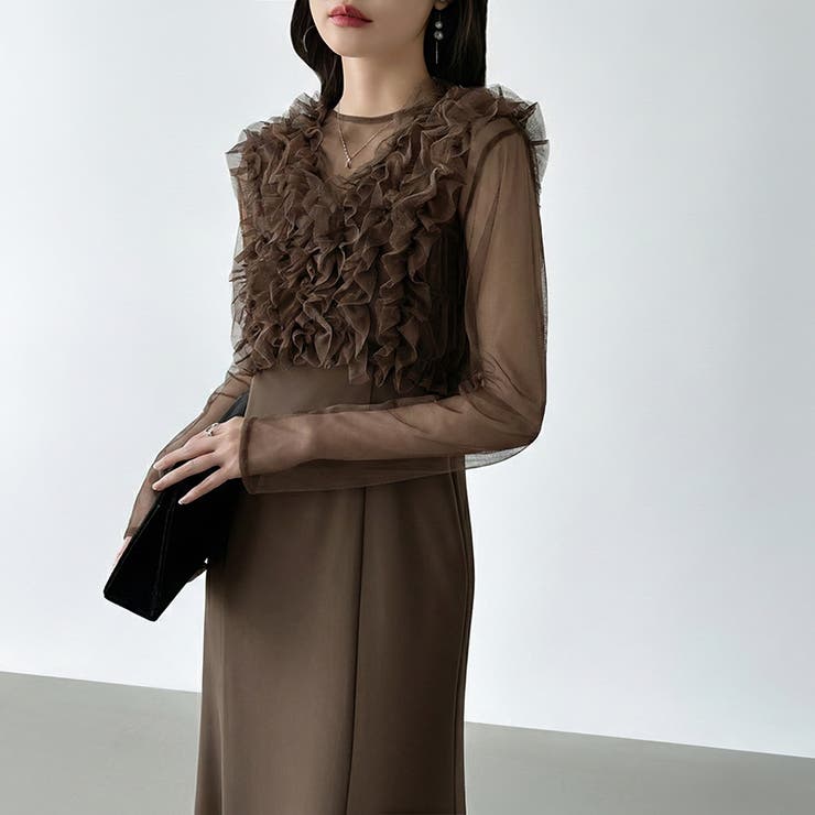 シアー×チュールの3点セットドレス パーティードレス 結婚式 | COCOMOMO | 詳細画像38 