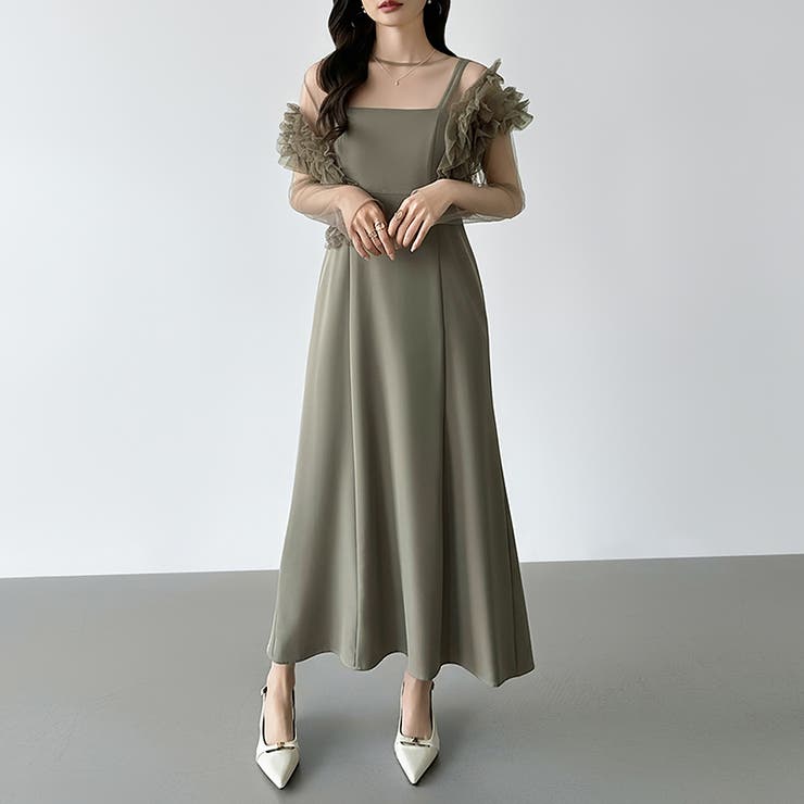 シアー×チュールの3点セットドレス パーティードレス 結婚式 | COCOMOMO | 詳細画像4 