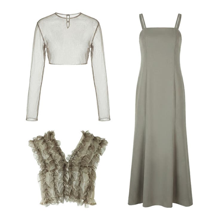 シアー×チュールの3点セットドレス パーティードレス 結婚式 | COCOMOMO | 詳細画像45 