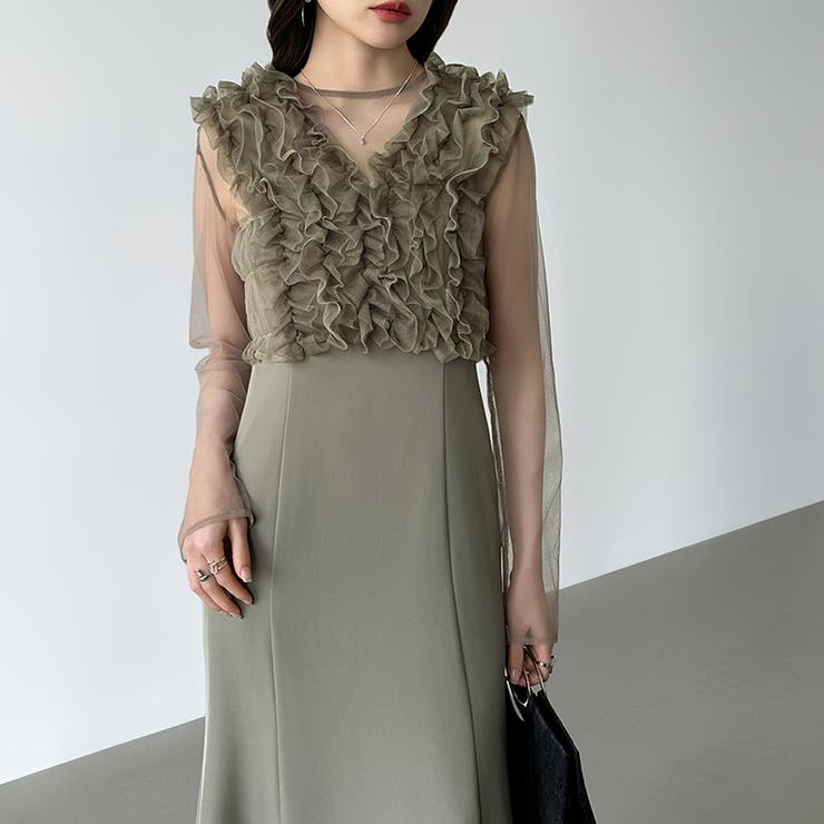 シアー×チュールの3点セットドレス パーティードレス 結婚式 | COCOMOMO | 詳細画像7 