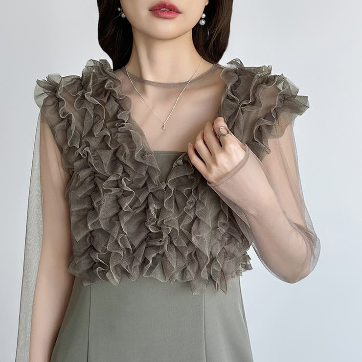 シアー×チュールの3点セットドレス パーティードレス 結婚式 | COCOMOMO | 詳細画像11 