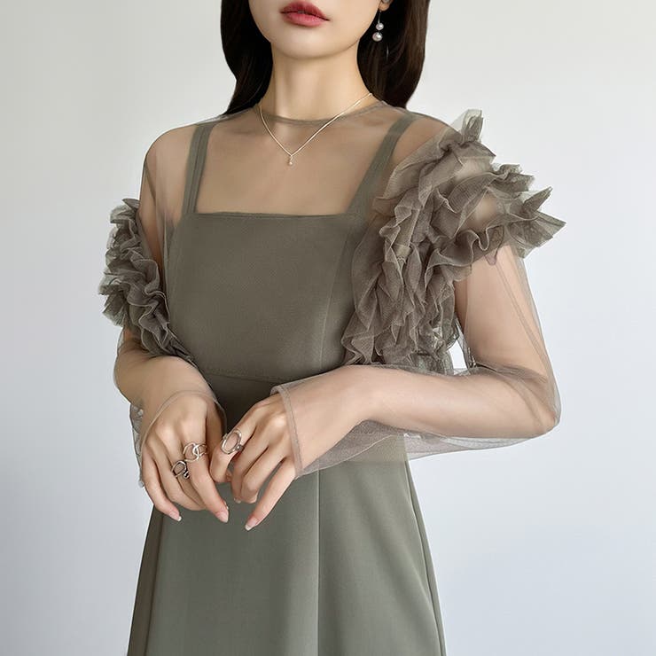 シアー×チュールの3点セットドレス パーティードレス 結婚式 | COCOMOMO | 詳細画像17 