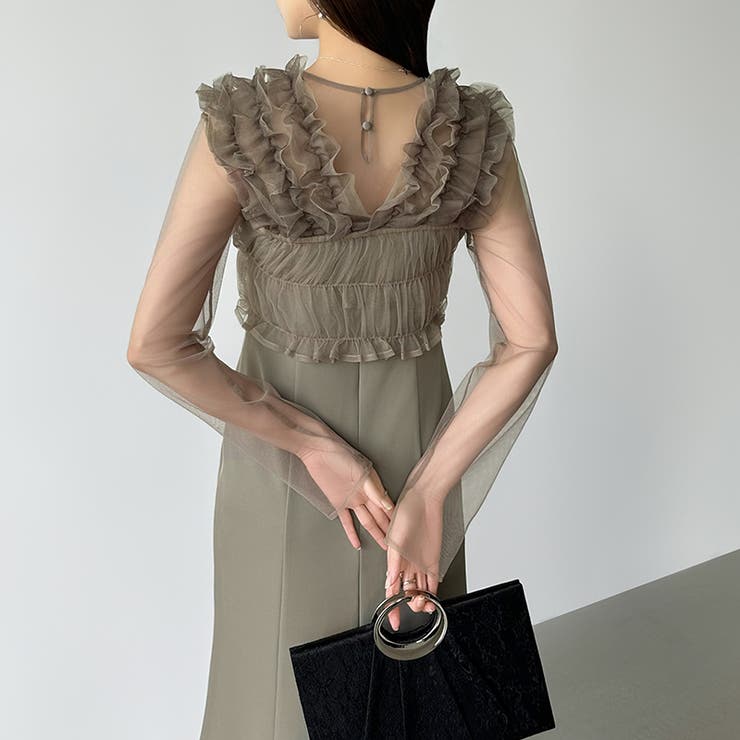 シアー×チュールの3点セットドレス パーティードレス 結婚式 | COCOMOMO | 詳細画像8 