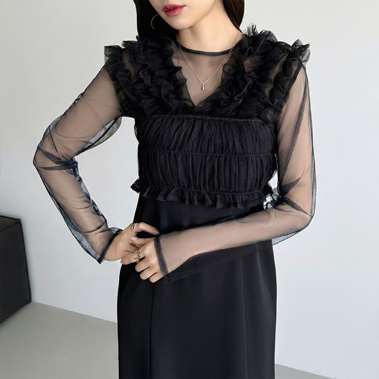 シアー×チュールの3点セットドレス パーティードレス 結婚式 | COCOMOMO | 詳細画像30 