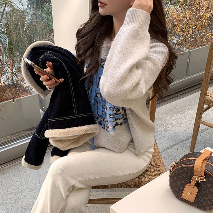 ロゴジャガードニットパーカー ロゴパーカー レオパード柄 | COCOMOMO | 詳細画像11 