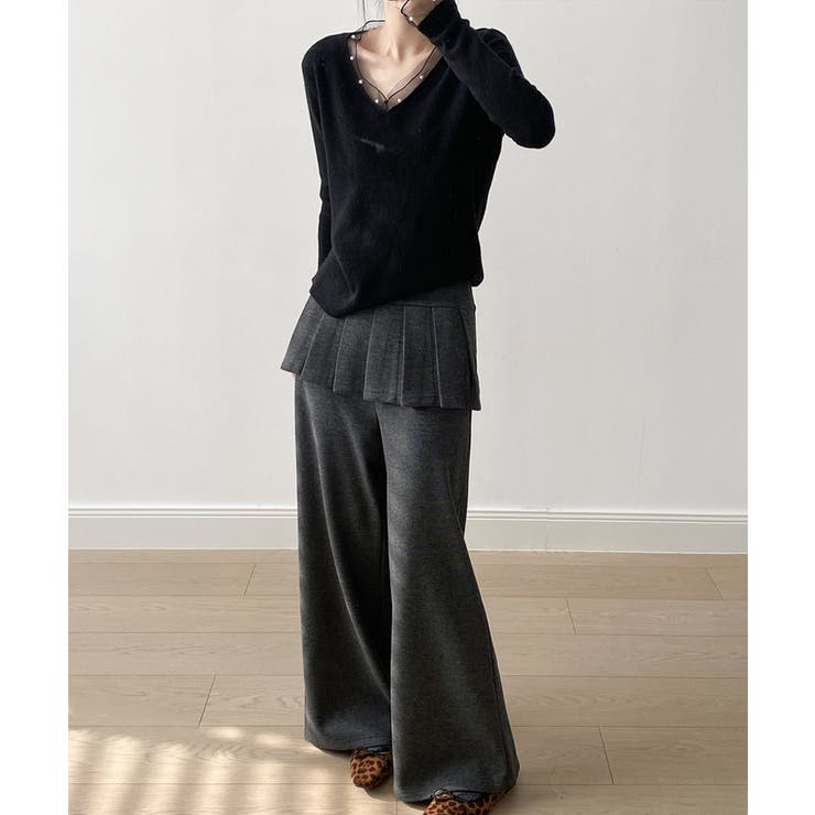 パールチュールvネックトップス レースニット vネックニット | COCOMOMO | 詳細画像14 