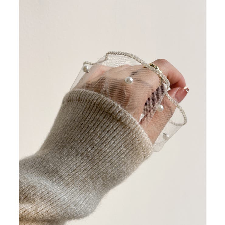 パールチュールvネックトップス レースニット vネックニット | COCOMOMO | 詳細画像6 