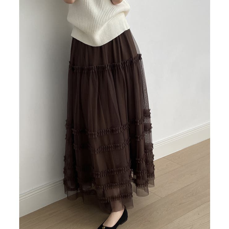 軽やかさで魅せる、ティアードチュールスカート チュールスカート フリル | COCOMOMO | 詳細画像10 