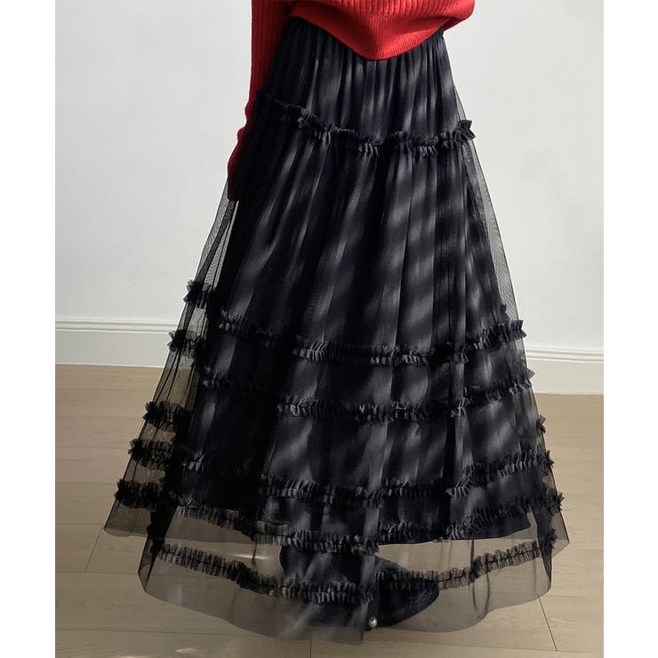 軽やかさで魅せる、ティアードチュールスカート チュールスカート フリル | COCOMOMO | 詳細画像13 