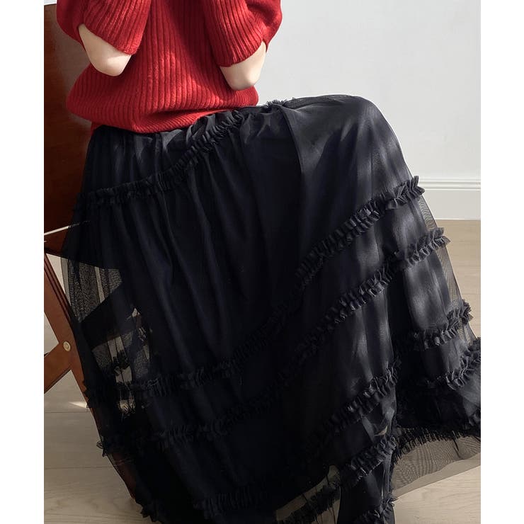 軽やかさで魅せる、ティアードチュールスカート チュールスカート フリル | COCOMOMO | 詳細画像14 