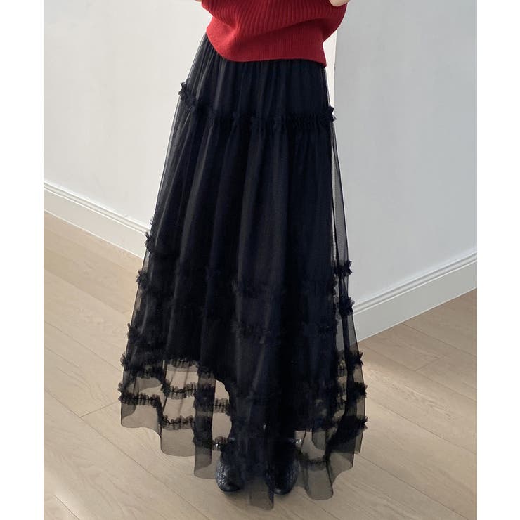 軽やかさで魅せる、ティアードチュールスカート チュールスカート フリル | COCOMOMO | 詳細画像16 