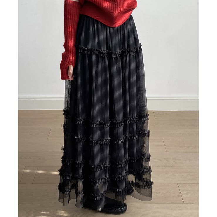 軽やかさで魅せる、ティアードチュールスカート チュールスカート フリル | COCOMOMO | 詳細画像17 