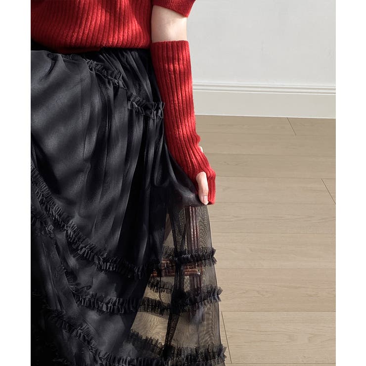 軽やかさで魅せる、ティアードチュールスカート チュールスカート フリル | COCOMOMO | 詳細画像18 