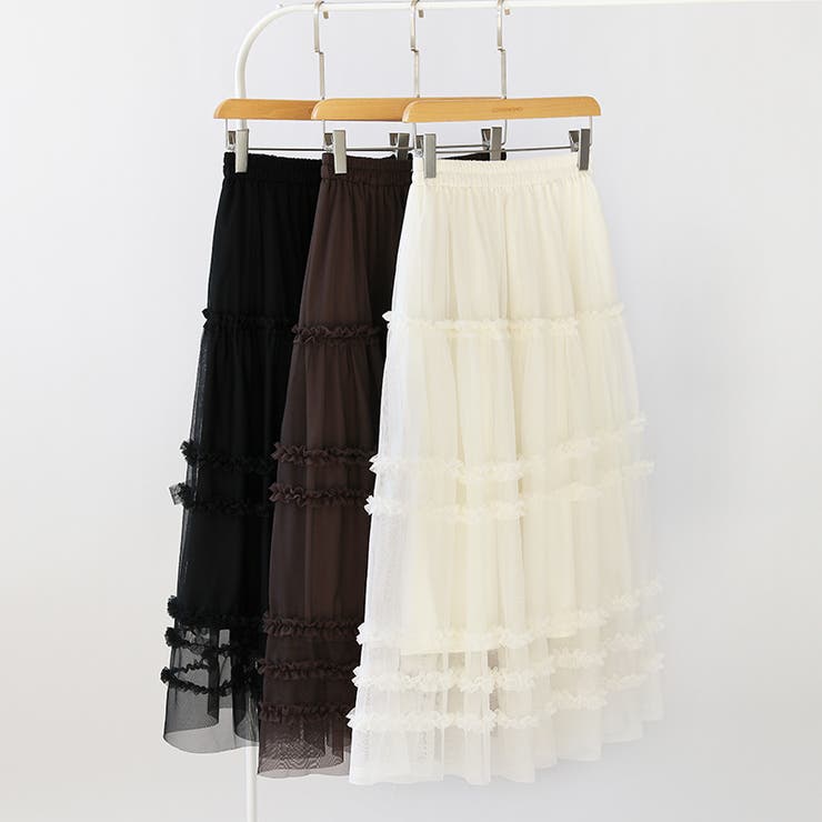 軽やかさで魅せる、ティアードチュールスカート チュールスカート フリル | COCOMOMO | 詳細画像19 