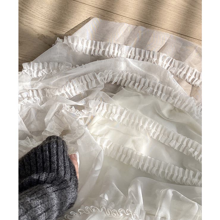 軽やかさで魅せる、ティアードチュールスカート チュールスカート フリル | COCOMOMO | 詳細画像6 