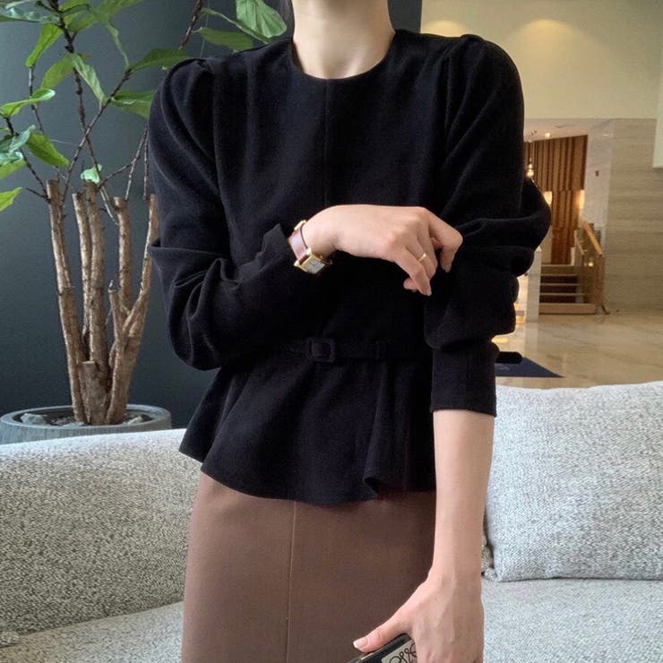 ベルト付きペプラムブラウス ブラウス ペプラムトップス | COCOMOMO | 詳細画像10 