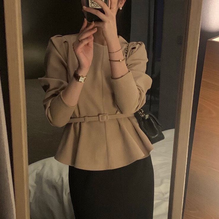 ベルト付きペプラムブラウス ブラウス ペプラムトップス | COCOMOMO | 詳細画像13 