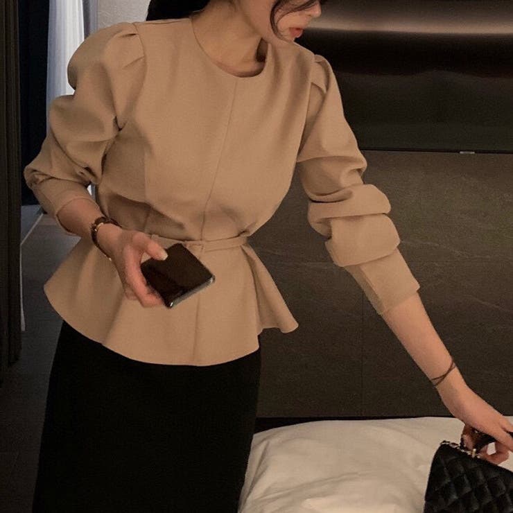 ベルト付きペプラムブラウス ブラウス ペプラムトップス | COCOMOMO | 詳細画像14 