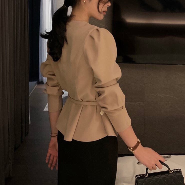 ベルト付きペプラムブラウス ブラウス ペプラムトップス | COCOMOMO | 詳細画像15 