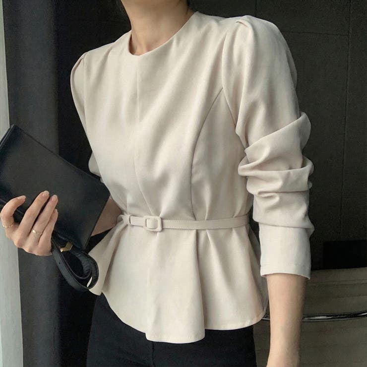 ベルト付きペプラムブラウス ブラウス ペプラムトップス | COCOMOMO | 詳細画像3 