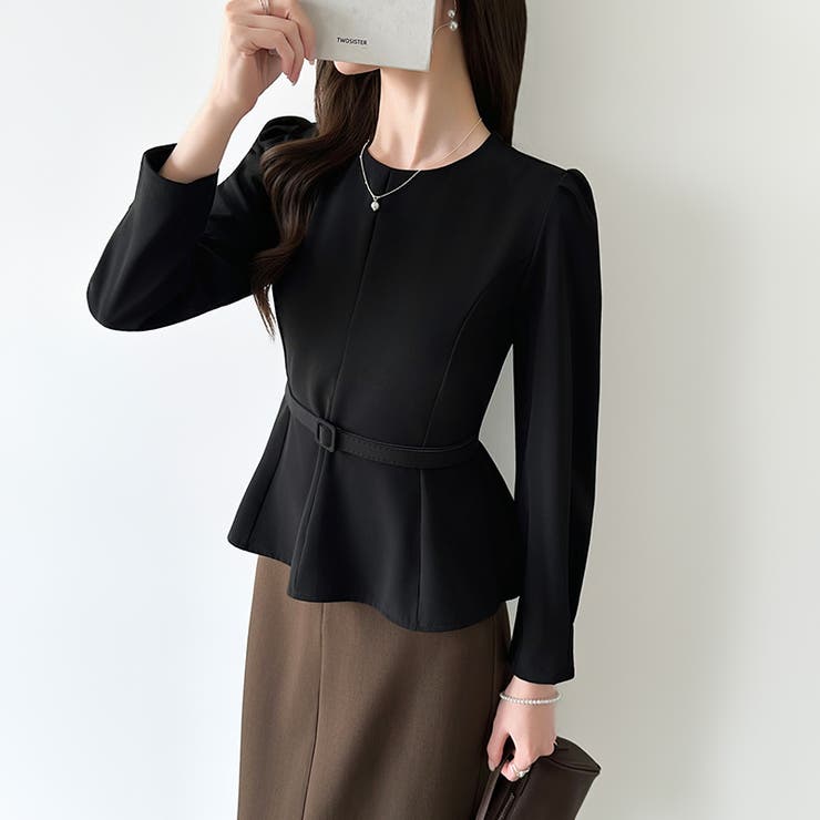 ベルト付きペプラムブラウス ブラウス ペプラムトップス | COCOMOMO | 詳細画像14 