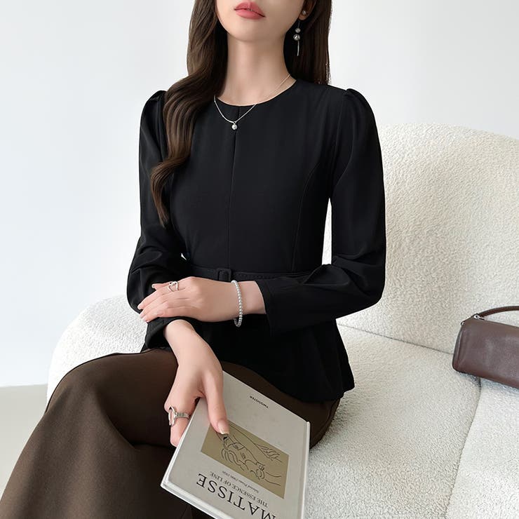 ベルト付きペプラムブラウス ブラウス ペプラムトップス | COCOMOMO | 詳細画像15 