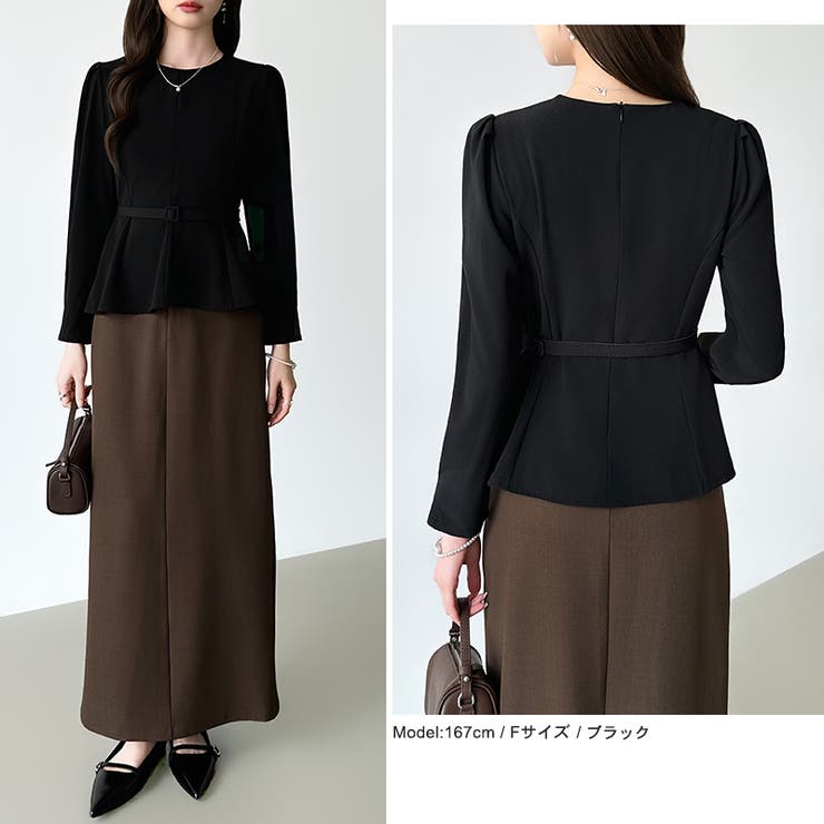 ベルト付きペプラムブラウス ブラウス ペプラムトップス | COCOMOMO | 詳細画像16 