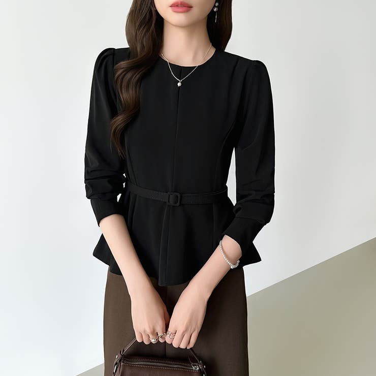 ベルト付きペプラムブラウス ブラウス ペプラムトップス | COCOMOMO | 詳細画像17 