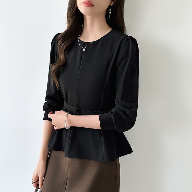 ベルト付きペプラムブラウス ブラウス ペプラムトップス | COCOMOMO | 詳細画像18 