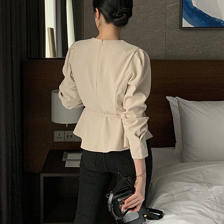 ベルト付きペプラムブラウス ブラウス ペプラムトップス | COCOMOMO | 詳細画像5 