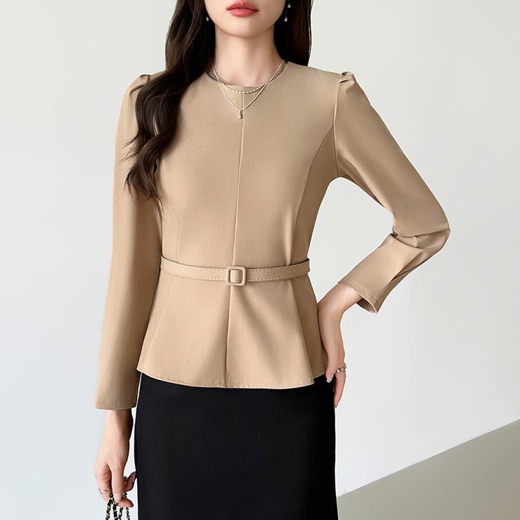 ベルト付きペプラムブラウス ブラウス ペプラムトップス | COCOMOMO | 詳細画像20 