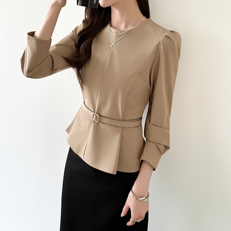 ベルト付きペプラムブラウス ブラウス ペプラムトップス | COCOMOMO | 詳細画像22 