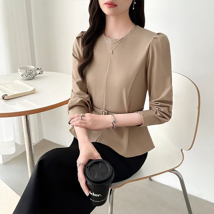 ベルト付きペプラムブラウス ブラウス ペプラムトップス | COCOMOMO | 詳細画像24 