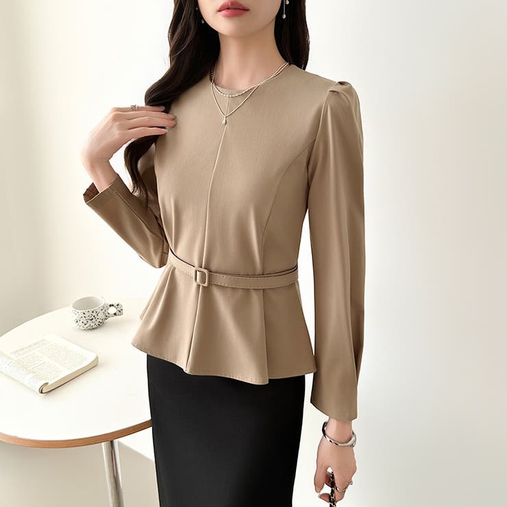 ベルト付きペプラムブラウス ブラウス ペプラムトップス | COCOMOMO | 詳細画像28 