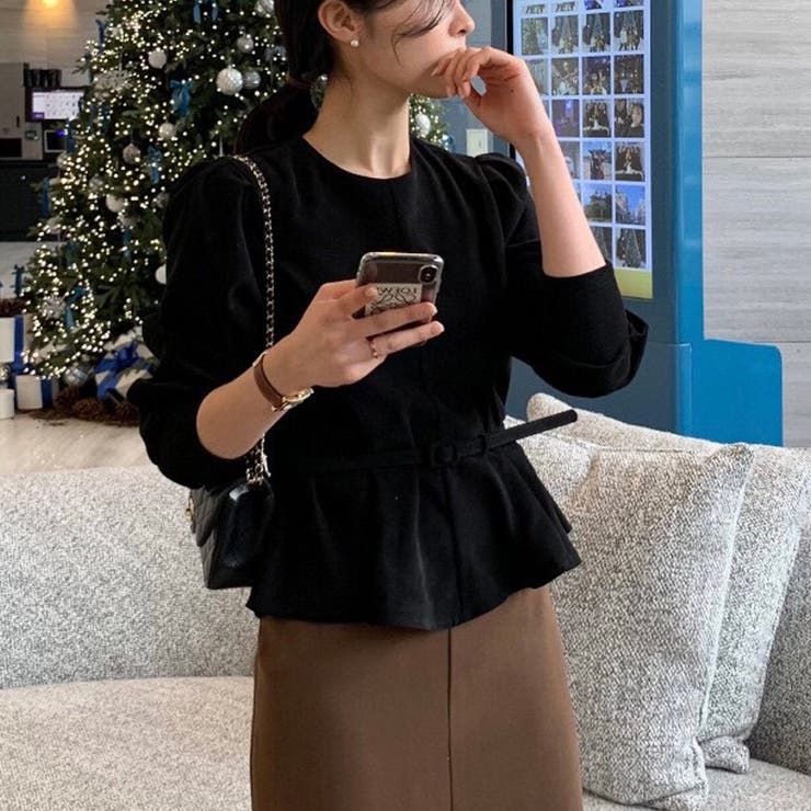 ベルト付きペプラムブラウス ブラウス ペプラムトップス | COCOMOMO | 詳細画像8 