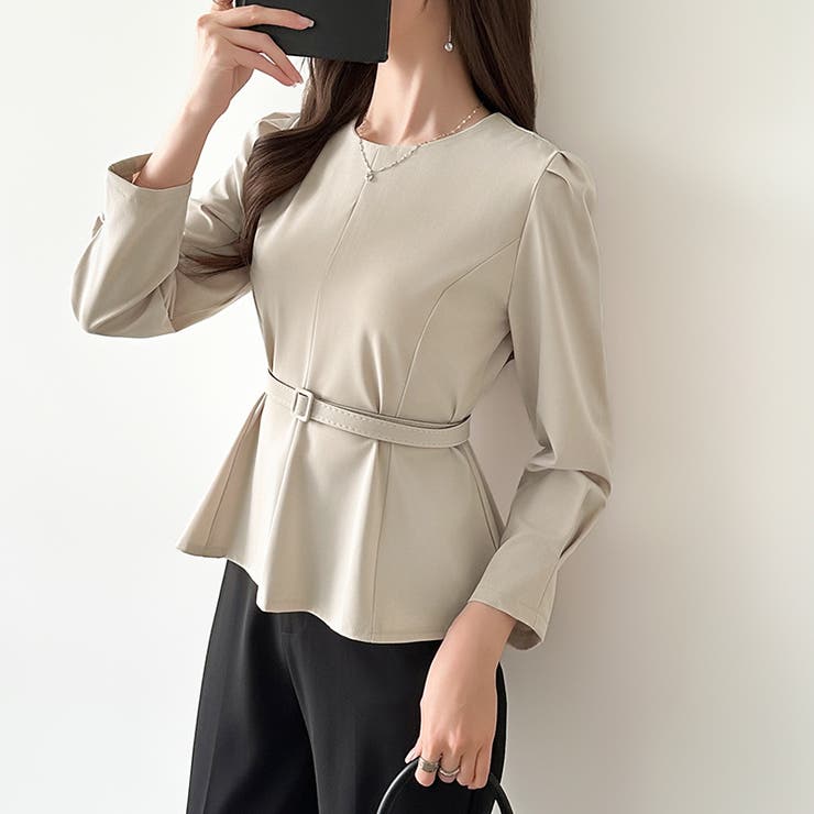 ベルト付きペプラムブラウス ブラウス ペプラムトップス | COCOMOMO | 詳細画像3 