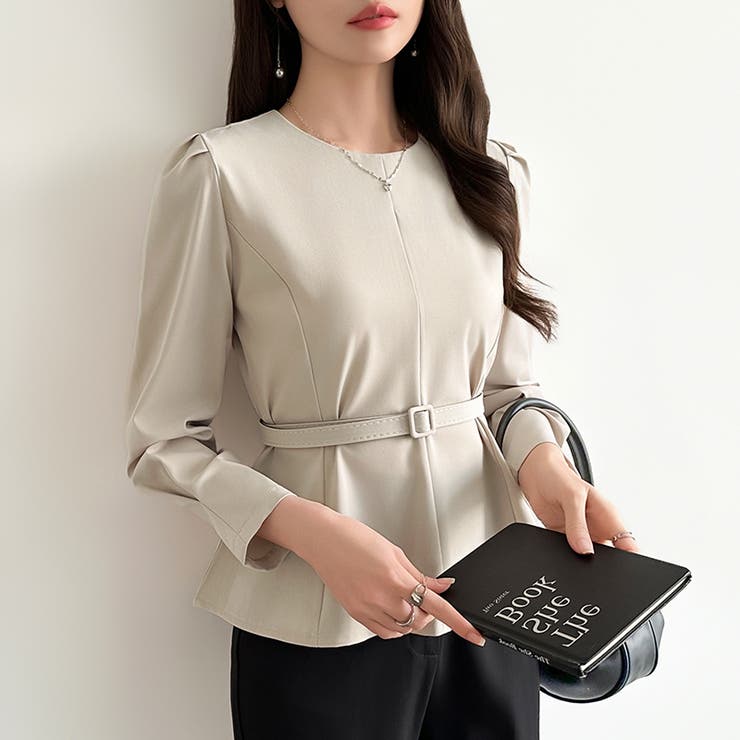 ベルト付きペプラムブラウス ブラウス ペプラムトップス | COCOMOMO | 詳細画像4 