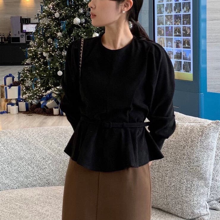 ベルト付きペプラムブラウス ブラウス ペプラムトップス | COCOMOMO | 詳細画像9 