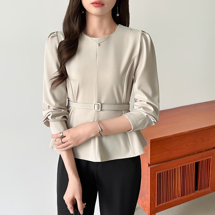 ベルト付きペプラムブラウス ブラウス ペプラムトップス | COCOMOMO | 詳細画像8 