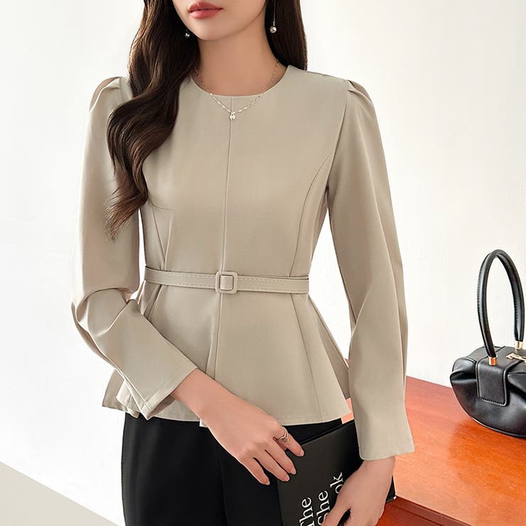 ベルト付きペプラムブラウス ブラウス ペプラムトップス | COCOMOMO | 詳細画像10 