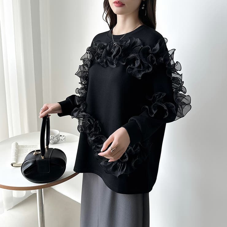 着るだけで華やぐチュールフリルトップス チュール フリル | COCOMOMO | 詳細画像9 